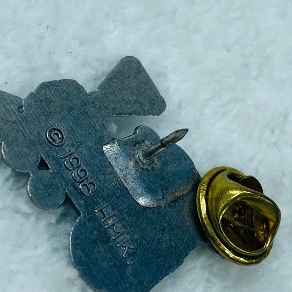 1998 HMK Train 25th Anniversary Tie Tack Pin Pewter Silver Color Steam Engine - Picture 9 of 16